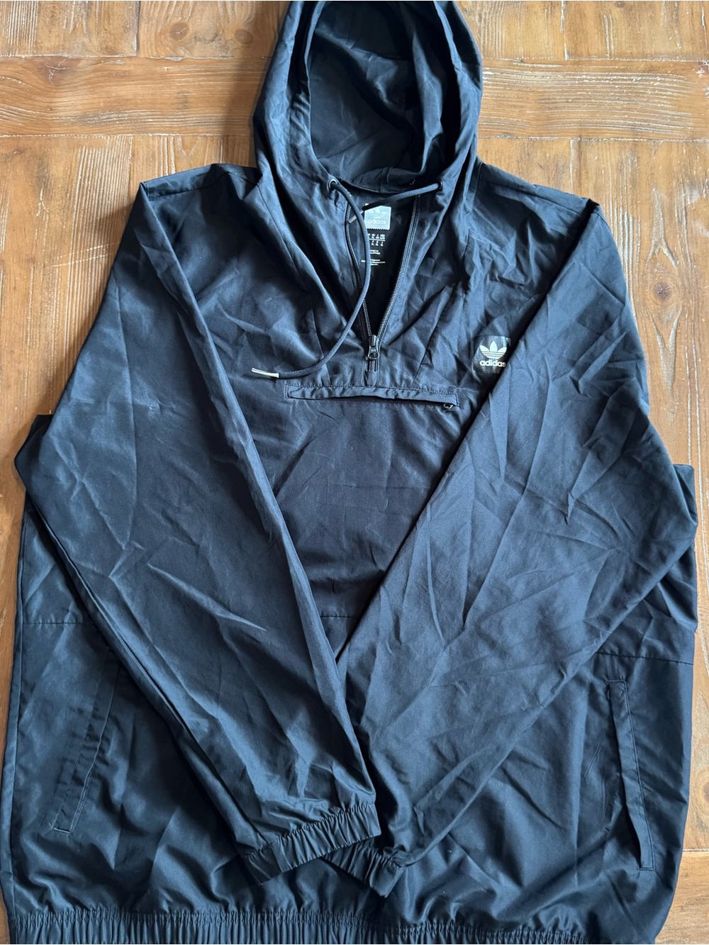 Adidas Originals Black Anorak Windbreaker Hoodie Jacket Size XL